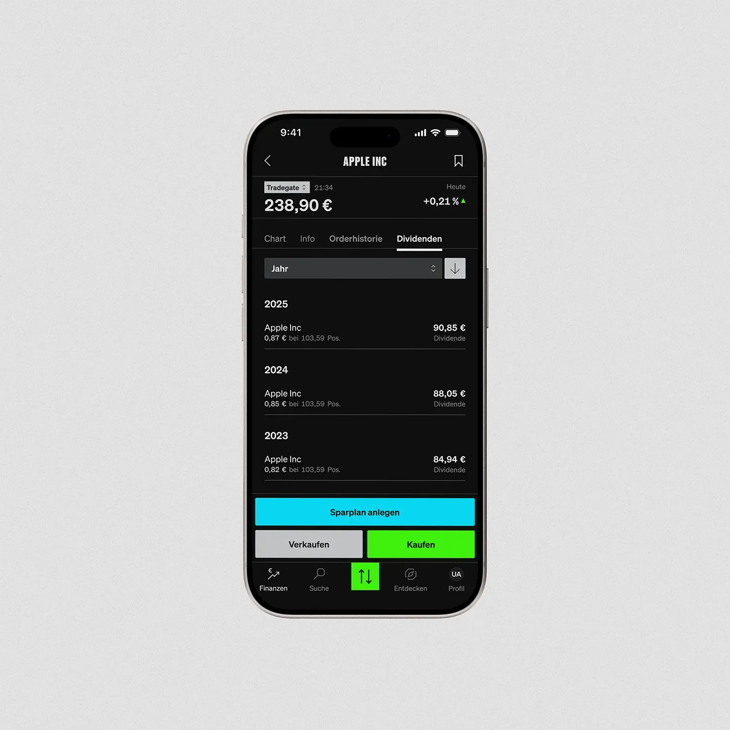 New Dividend Tab in each Position